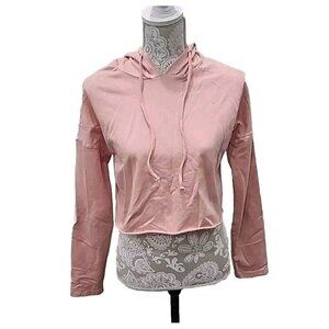 Luca + Grae Hoodie Sweatshirt Pink Cropped Rolled Hem Women's Small